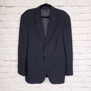 VTG Chaps Ralph Lauren Blue Striped Wool Two Button Blazer Jacket Sport Coat 42R